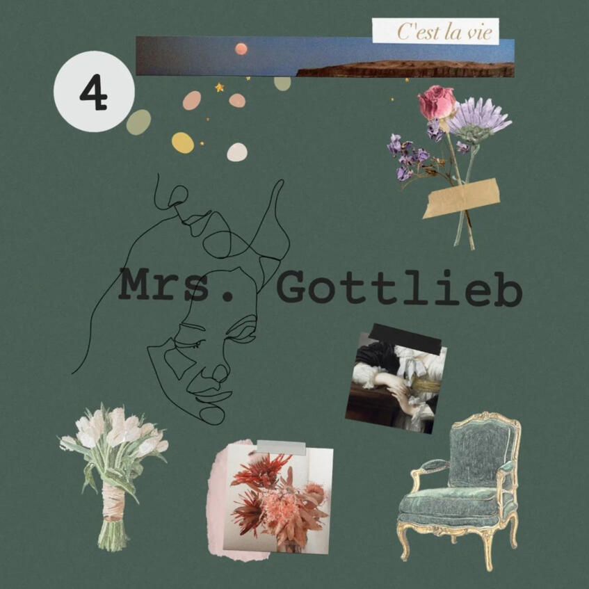 The mother of our 'dead man' Gottlieb has a complex and odd relationship with the rest of the family. Her pinboard represents opulence.